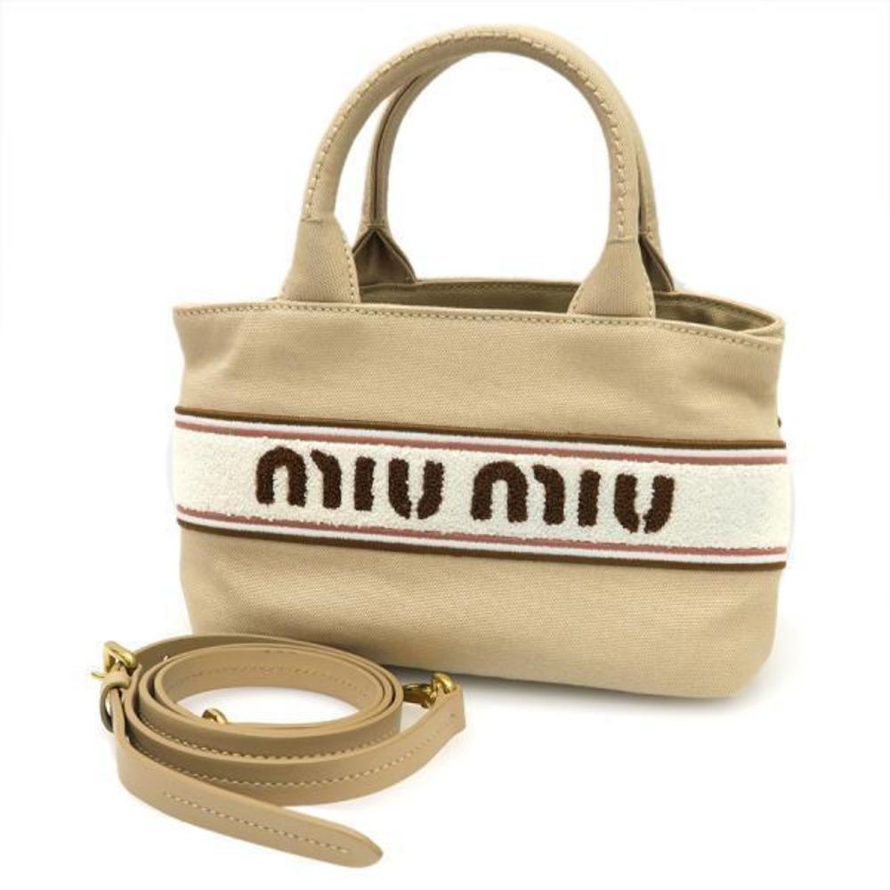 Miu Miu Re-Canvas 2way Hand Bag With Embroidered … - image 1